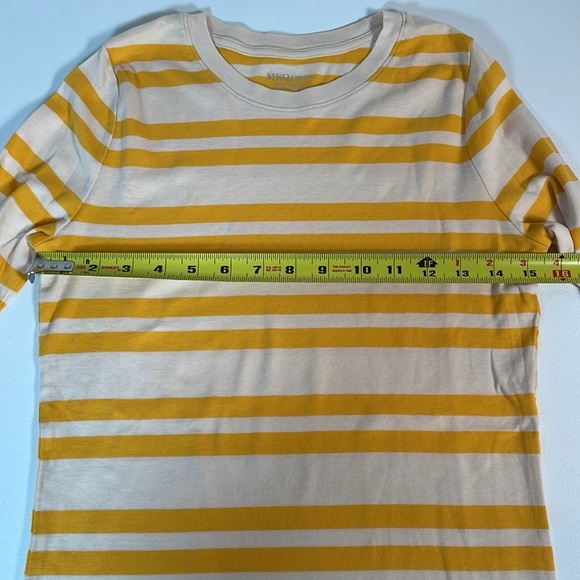 Merona Yellow White Ultimate LS Striped Shirt Top M - Picture 5 of 9